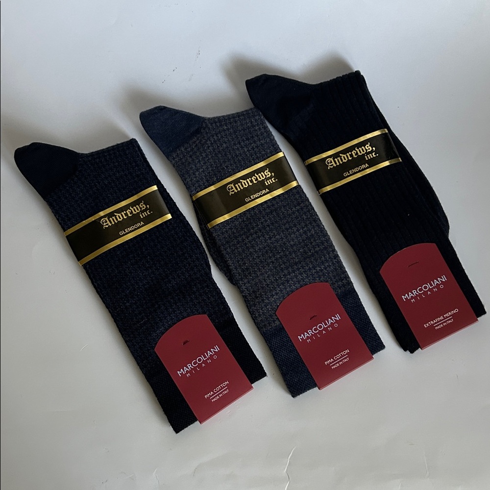 Andrews Socks Set in Black, Blue and Gray/ 3 Pairs